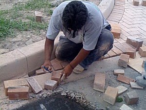 Cutting of border pavers